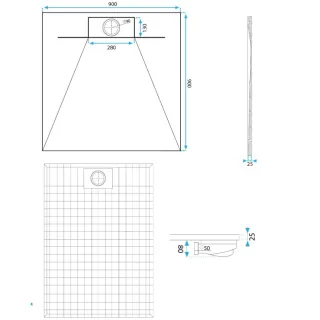 Rea BRODZIK BAZALT CARRARA WHITE 90x90 REA-K7002