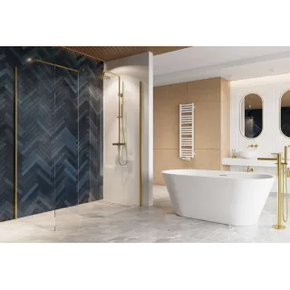 Excellent Vidoq walk-in ścianka prysznicowa gięta 83x200 cm, powłoka Clean Control, złoty szczotkowany KAEX.1507.830.LP.GB