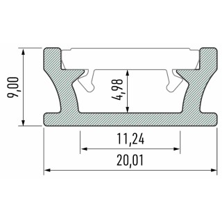 PROFIL ALUMINIOWY SREBRNY TYP T 2m + KLOSZ MLECZNY EKPR5381