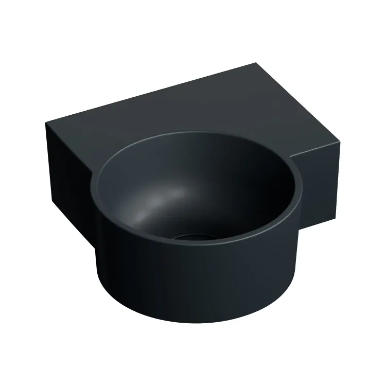 Omnires OVO M+ kompozytowa umywalka nablatowa/wisząca - prawa, 33 x 34 cm, black lava mat OVO335UWPBLV