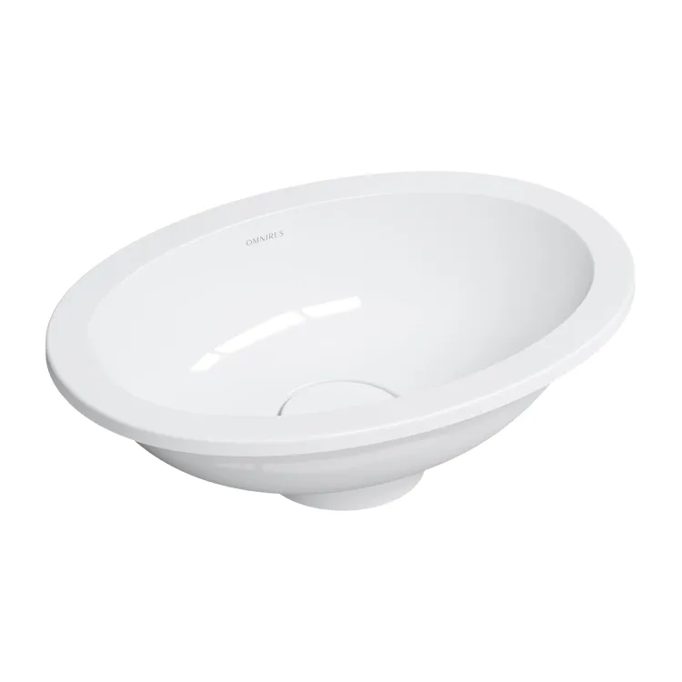 Omnires SHELL M+ kompozytowa umywalka podblatowa, 38 x 25 cm, biały połysk SHELL380UPBP