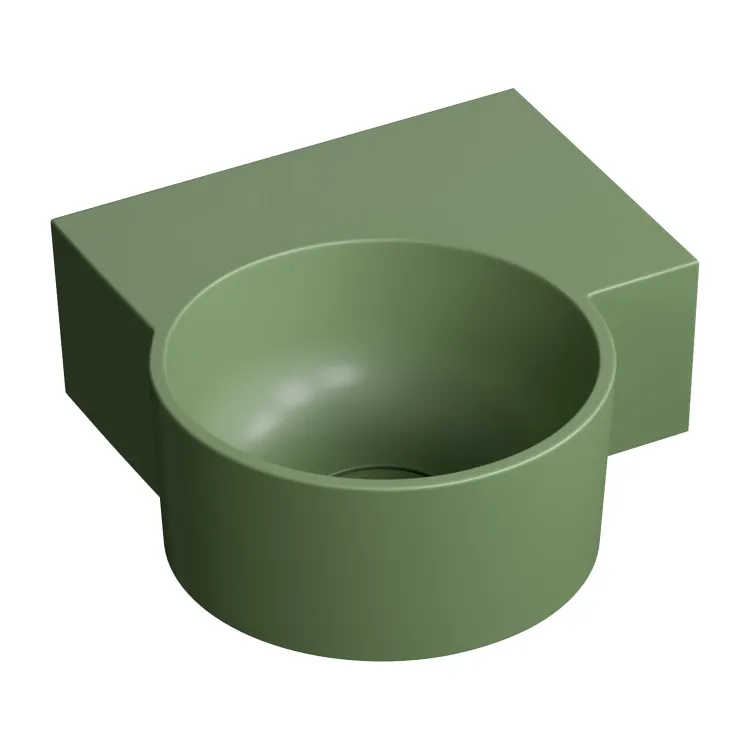 Omnires OVO M+ kompozytowa umywalka nablatowa/wisząca - prawa, 33 x 34 cm, olive mat OVO335UWPOL