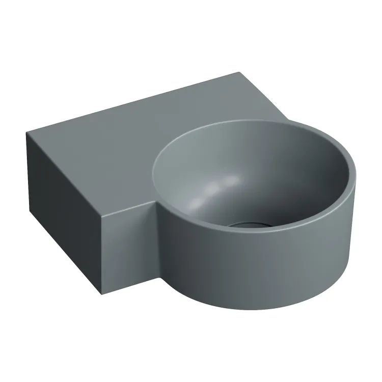 Omnires OVO M+ kompozytowa umywalka nablatowa/wisząca - lewa, 33 x 34 cm, ash grey mat OVO335UWLAG