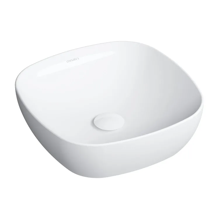 Omnires PORTLAND ceramiczna umywalka nablatowa, 37 x 37 cm, biały połysk PORTLAND370BP