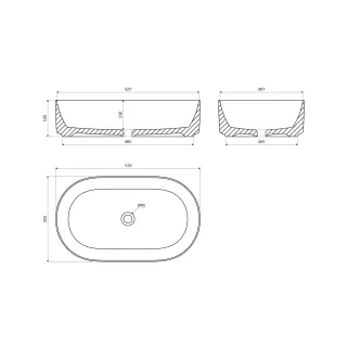 Omnires MESA ceramiczna umywalka nablatowa, 53 x 32 cm, biały mat MESA530BM