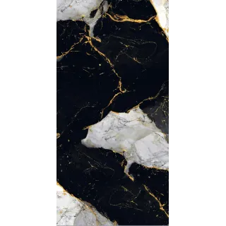 Egen Nishanti Royal Black 60x120 cm płytka gresowa czarno-biały marmur ze złotymi żyłami połysk rect. (1.44)
