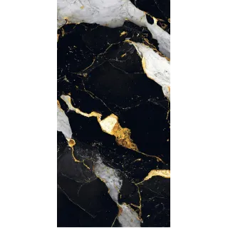 Egen Nishanti Royal Black 60x120 cm płytka gresowa czarno-biały marmur ze złotymi żyłami połysk rect. (1.44)