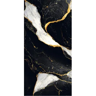 Egen Nishanti Royal Black 60x120 cm płytka gresowa czarno-biały marmur ze złotymi żyłami połysk rect. (1.44)