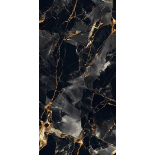 Egen Black Winter 60x120 cm płytka gresowa czarny marmur ze złotą żyłą połysk rect. (1.44)