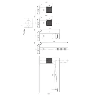 Omnires CONTOUR bateria wannowa 4-otworowa, złoty szczotkowany CT8032GLB