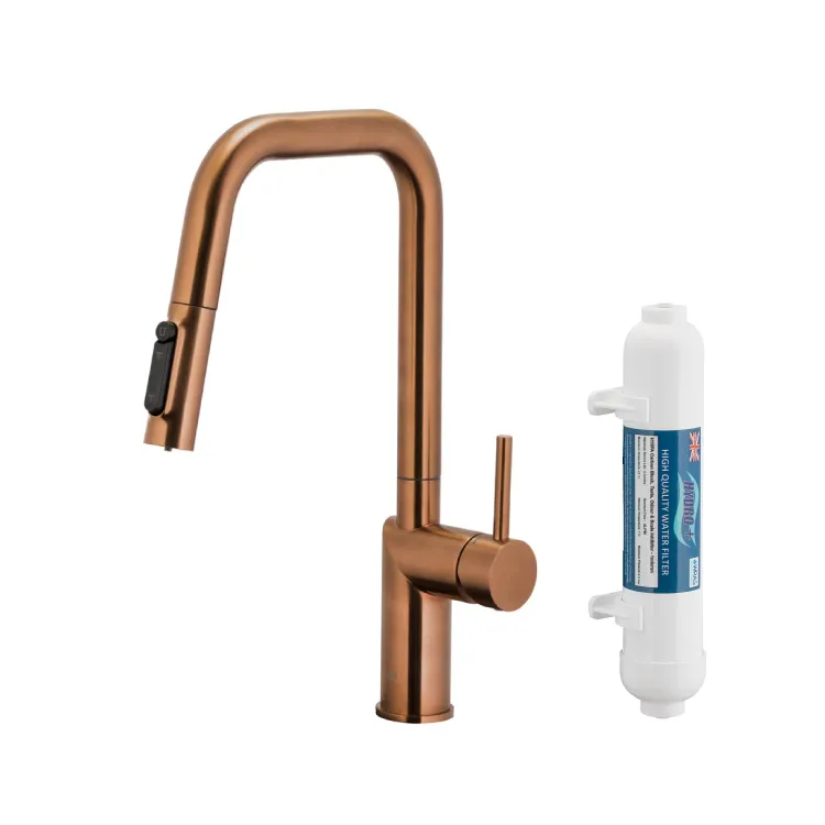 KFA Armatura DUERO PURE STYLE ROSE GOLD bateria kuchenna z filtracją wody oraz wyciąganą wylewką  6623-312-34