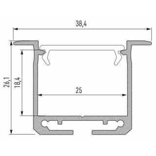 PROFIL ALUMINIOWY SREBRNY TYP K 2m + KLOSZ MLECZNY, SPRĘŻYNA MONTAŻOWA EKPR7559