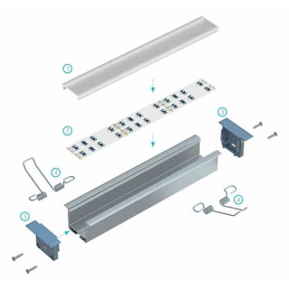 PROFIL ALUMINIOWY SREBRNY TYP K 2m + KLOSZ MLECZNY, SPRĘŻYNA MONTAŻOWA EKPR7559