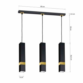 Lampa wisząca VIDAR BLACK/GOLD 3xGU10 MLP6280