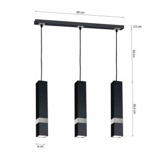 Lampa wisząca VIDAR BLACK/CHROME 3xGU10 MLP6288