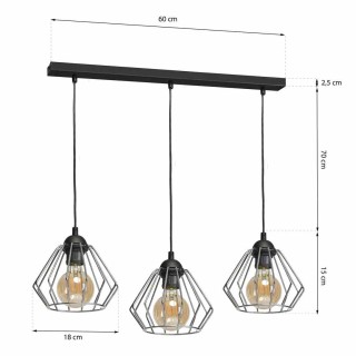 Lampa wisząca NORMAN BLACK 3xE27 MLP6264