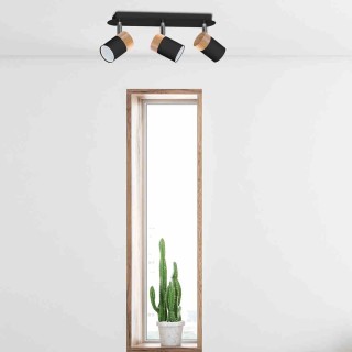 Lampa sufitowa JOKER BLACK/WOOD 3xGU10 MLP6304