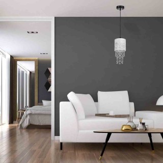 Lampa wisząca ALMERIA SILVER/BLACK 1xE27 MLP6434