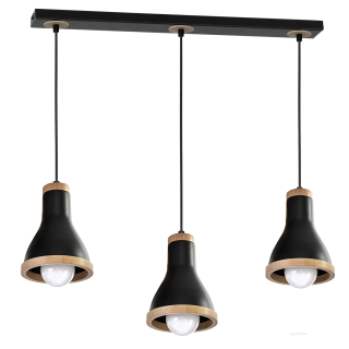 Lampa wisząca HOLLY BLACK / WOOD 3xE27 60W MLP6256