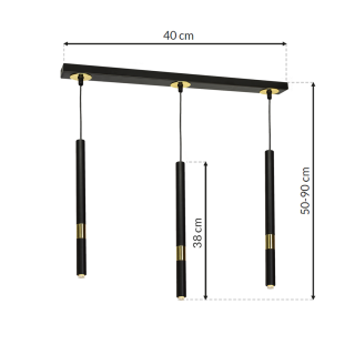 Lampa wisząca MONZA BLACK/GOLD 3xG9 8W MLP6334