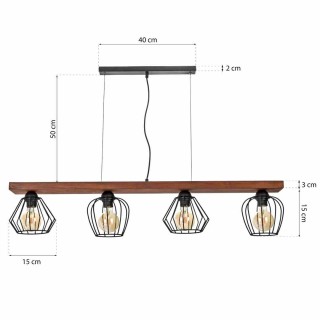 Lampa wisząca OZZY BLACK / WOOD 4xE27 60W MLP6253