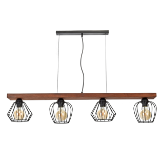 Lampa wisząca OZZY BLACK / WOOD 4xE27 60W MLP6253