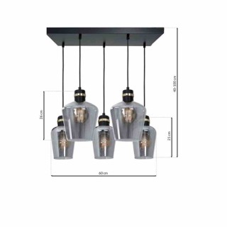 Lampa wisząca RICHMOND BLACK / GOLD 5xE27  Prostokąt MLP6543