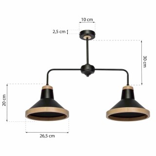 Lampa sufitowa SALMA BLACK / WOOD 2xE27 MLP6296