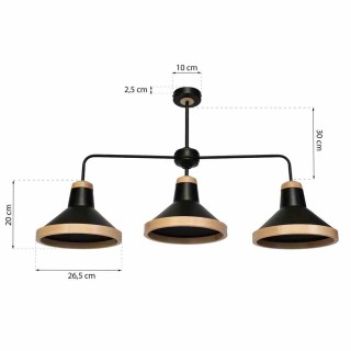 Lampa sufitowa SALMA BLACK / WOOD 3xE27 MLP6297