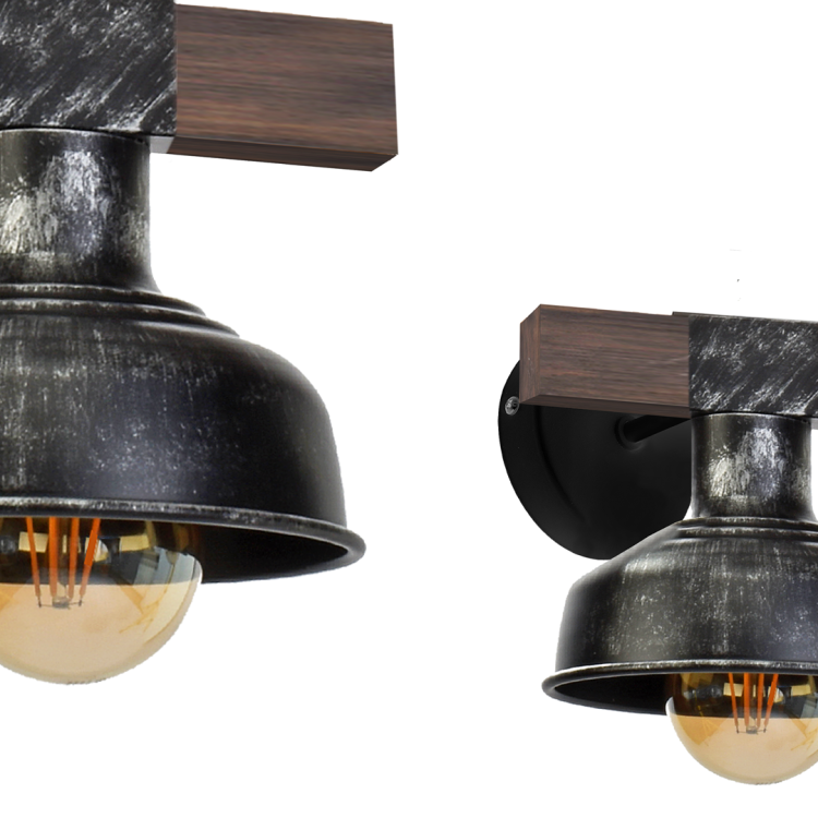 Kinkiet FARO BLACK/WOOD 1xE27 60W MLP6241