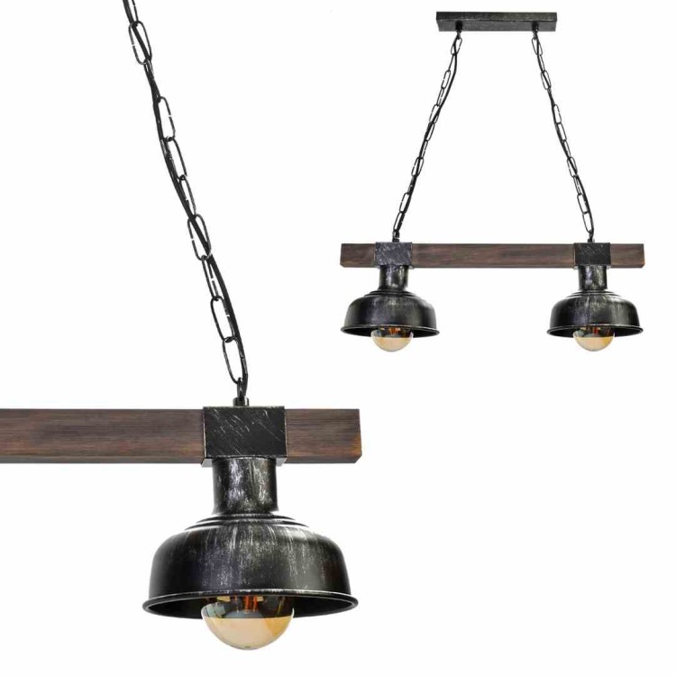 Lampa wisząca FARO BLACK/WOOD 2xE27 MLP6242