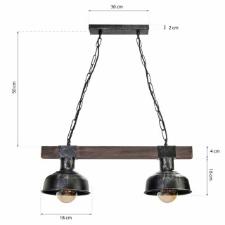 Lampa wisząca FARO BLACK/WOOD 2xE27 MLP6242