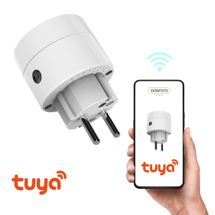 Wtyczka Wi-Fi Tuya Smart Pojedyńcza 10A IP20 EKSM7473