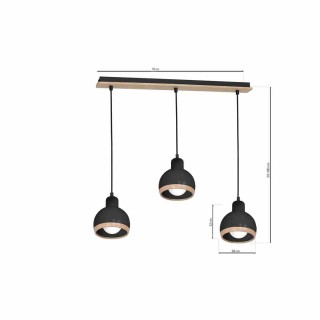 Lampa wisząca OVAL BLACK 3xE27 MLP7046