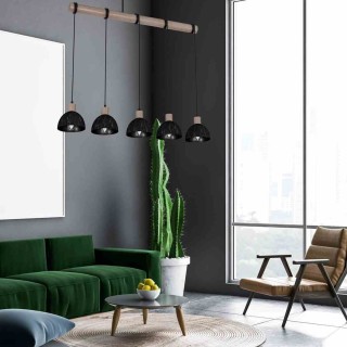 Lampa wisząca ERIK Sawn black/Patinated wood 5XE27 MLP7641