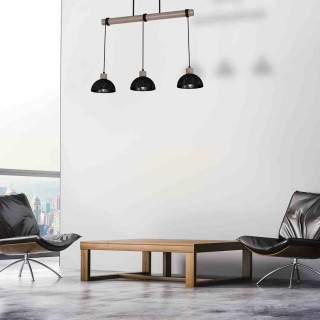 Lampa wisząca ERIK Sawn black/Patinated wood 3XE27 MLP7640