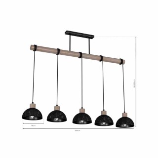 Lampa wisząca ERIK Sawn black/Patinated wood 5XE27 MLP7641