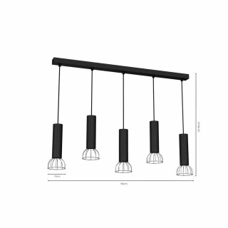 Lampa Wisząca DANTE BLACK/SILVER 5x mini GU10 MLP7361