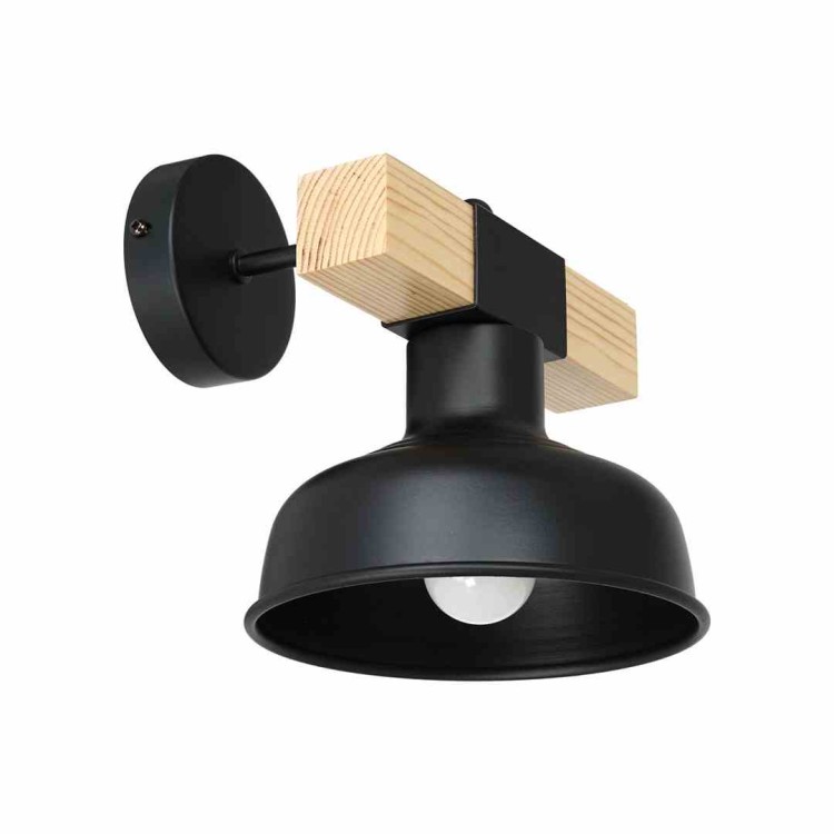 Kinkiet FARO BLACK/NATURAL WOOD 1xE27 60W MLP7455