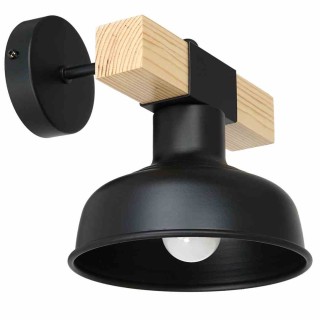 Kinkiet FARO BLACK/NATURAL WOOD 1xE27 60W MLP7455