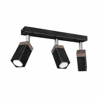 Lampa sufitowa SOLO SAWN BLACK / PATINATED WOOD 3x mini...