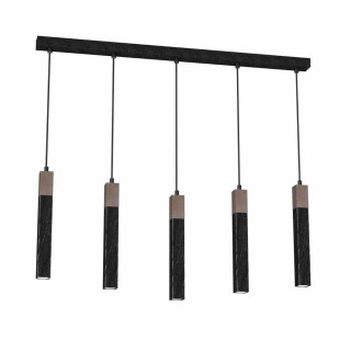 Lampa wisząca SOLO SAWN BLACK / PATINATED WOOD 5x mini...