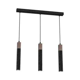 Lampa wisząca SOLO SAWN BLACK / PATINATED WOOD 3x mini...