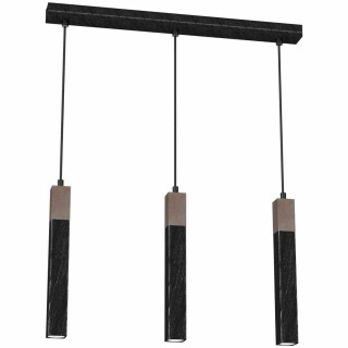 Lampa wisząca SOLO SAWN BLACK / PATINATED WOOD 3x mini GU10 MLP7470