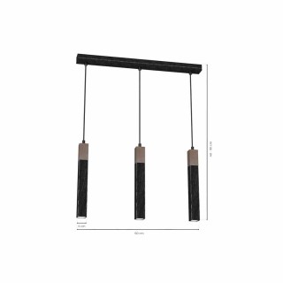 Lampa wisząca SOLO SAWN BLACK / PATINATED WOOD 3x mini GU10 MLP7470