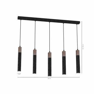 Lampa wisząca SOLO SAWN BLACK / PATINATED WOOD 5x mini GU10 MLP7471