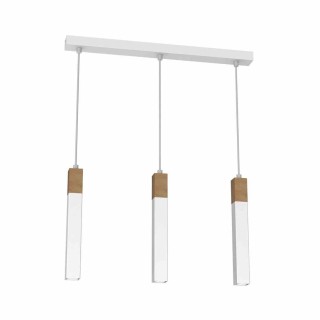 Lampa wisząca SOLO SAWN WHITE / PATINATED WOOD 3x mini...