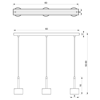 Lampa wisząca ARENA BLACK/SILVER 3xGX53 MLP7785