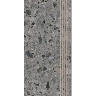 Paradyż TERAZZO GRAPHITE STOPNICA NACINANA MAT 29,8X59,8 G1