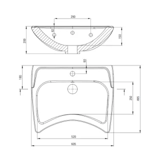 Deante Vital Umywalka dla niepełnowsprawnych 60.5x49.5x20 cm biała